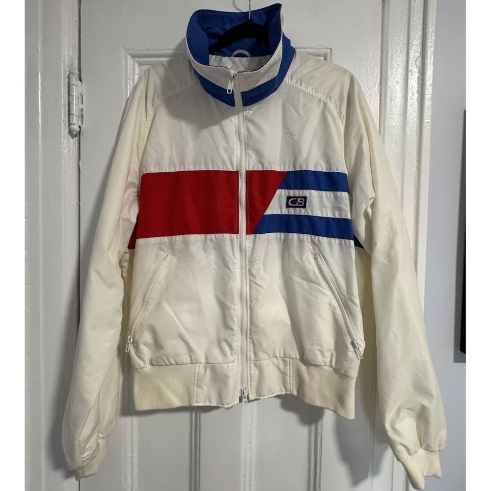 Vintage 1980s CB Sports Jacket Men's Size Medium White